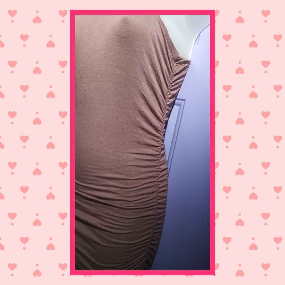 FASHION NOVA MAUVE RUCHED SIDE BODYCON DRESS-SMALL - Picture 2 of 3